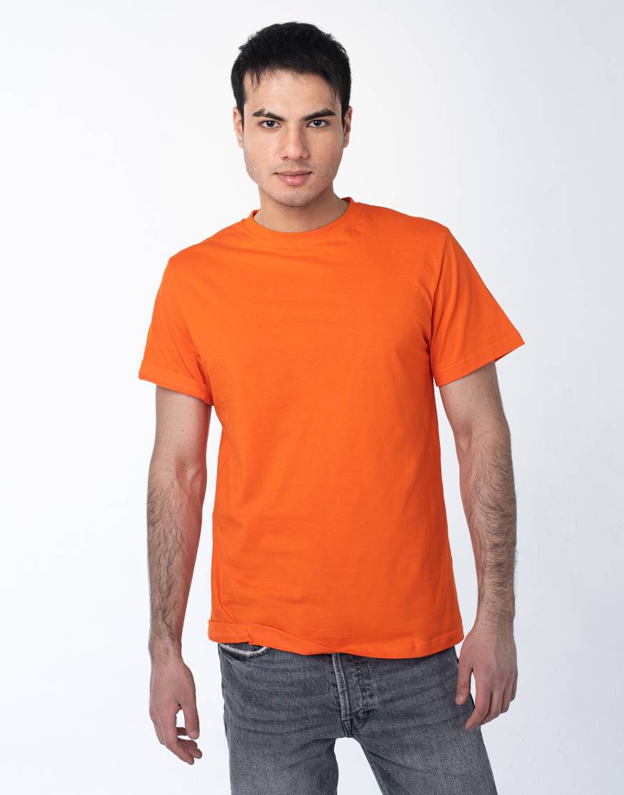 Оранжевая мужская футболка с лайкрой оптом