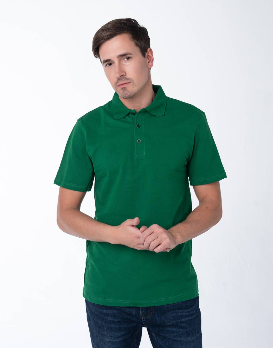 Тёмно-зелёная рубашка ПОЛО мужская оптом