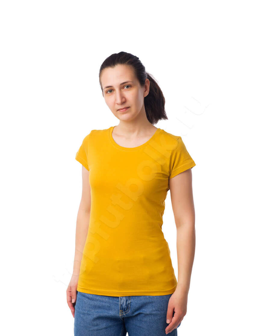 Горчичная женская футболка оптом